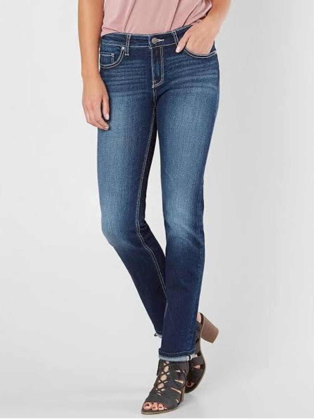 BKE denim women’s Payton straight mid rise jeans